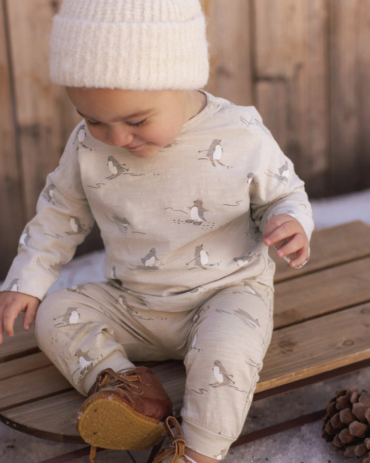 Babesta Long Sleeve Tee + Pant Set Skiing Penguins by Rylee + Cru