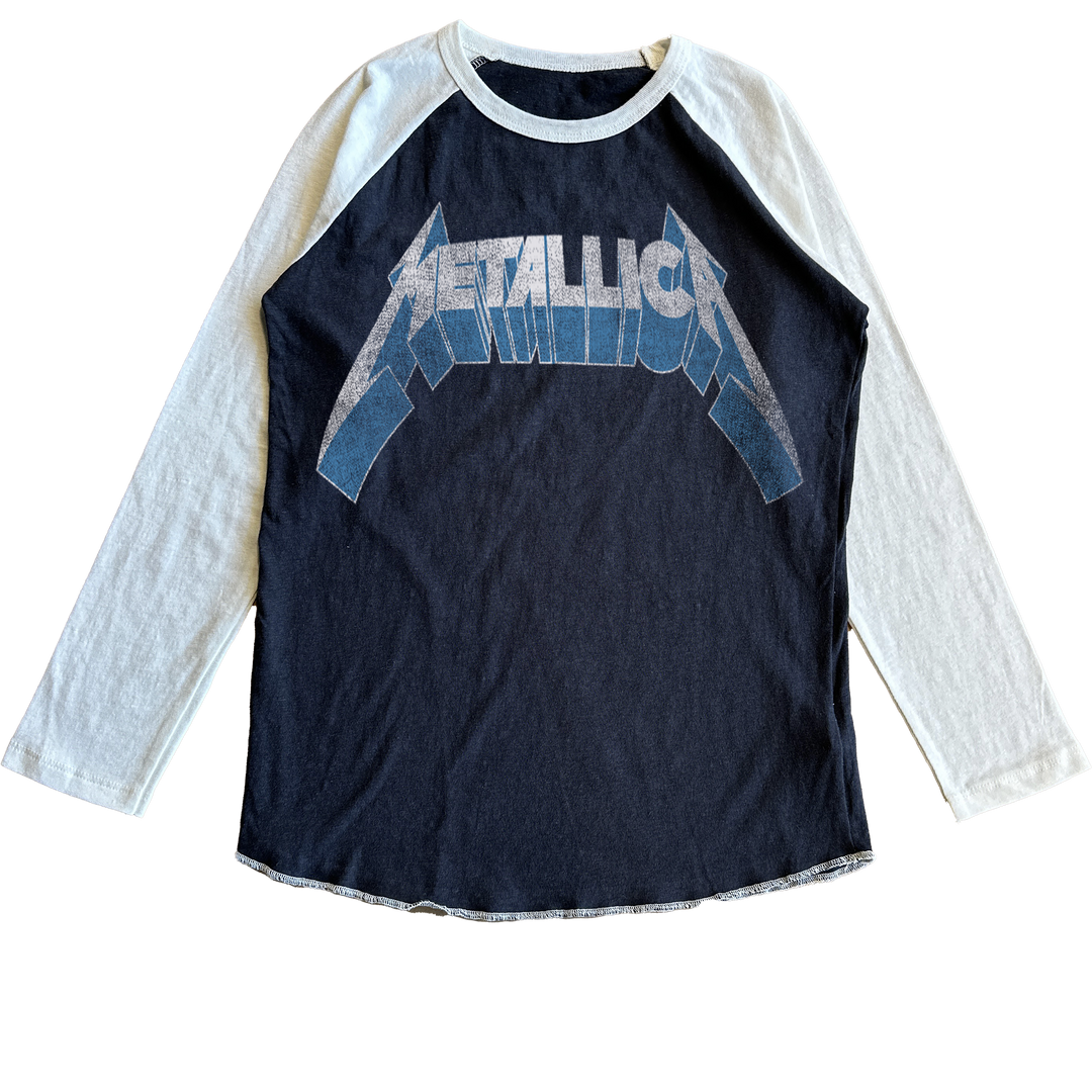 Babesta Metallica Retro Logo Raglan Tee by Rowdy Sprout