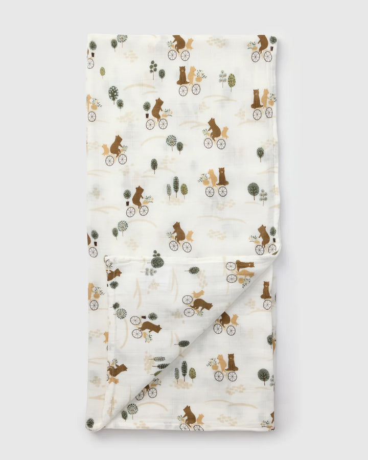 Babesta Muslin Swaddle - Bears on Bike by Loulou Lollipop