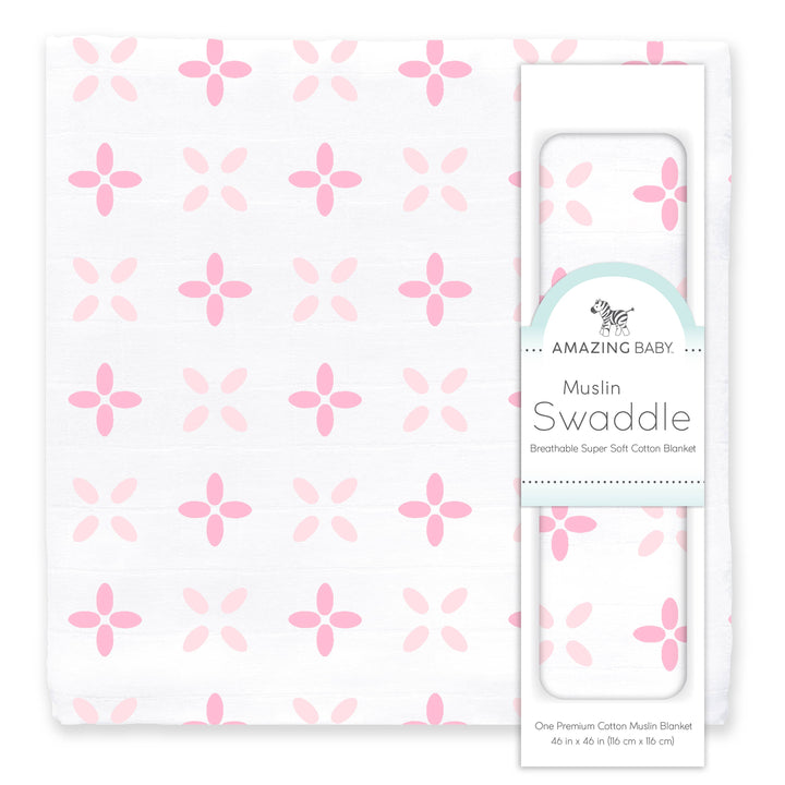Babesta Muslin Swaddle Blanket Pink Springfield by SwaddleDesigns
