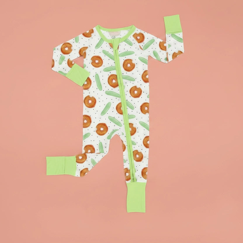 Babesta Pickle Bagel Zipper Onesie by PiccoliNY