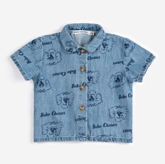 Babesta Pickles the Dog All Over Denim Shirt by Bobo Choses