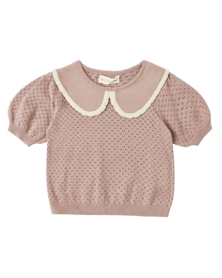 Babesta Pointelle Collard Top Rosewood by Rylee + Cru 