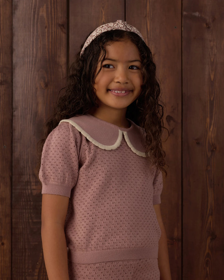 Babesta Pointelle Collard Top Rosewood by Rylee + Cru 
