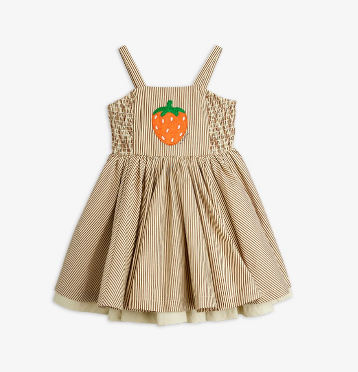 Poplin Strawberry Patch Smock Dress by Mini Rodini