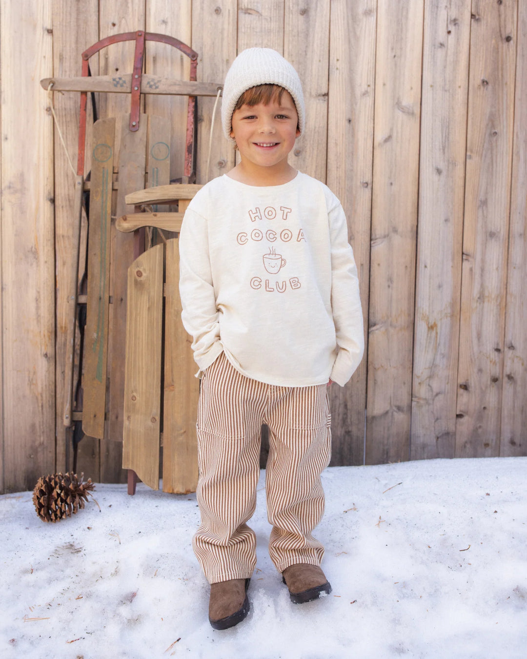 Babesta Raw Edge Long Sleeve Tee Hot Cocoa Club by Rylee + Cru