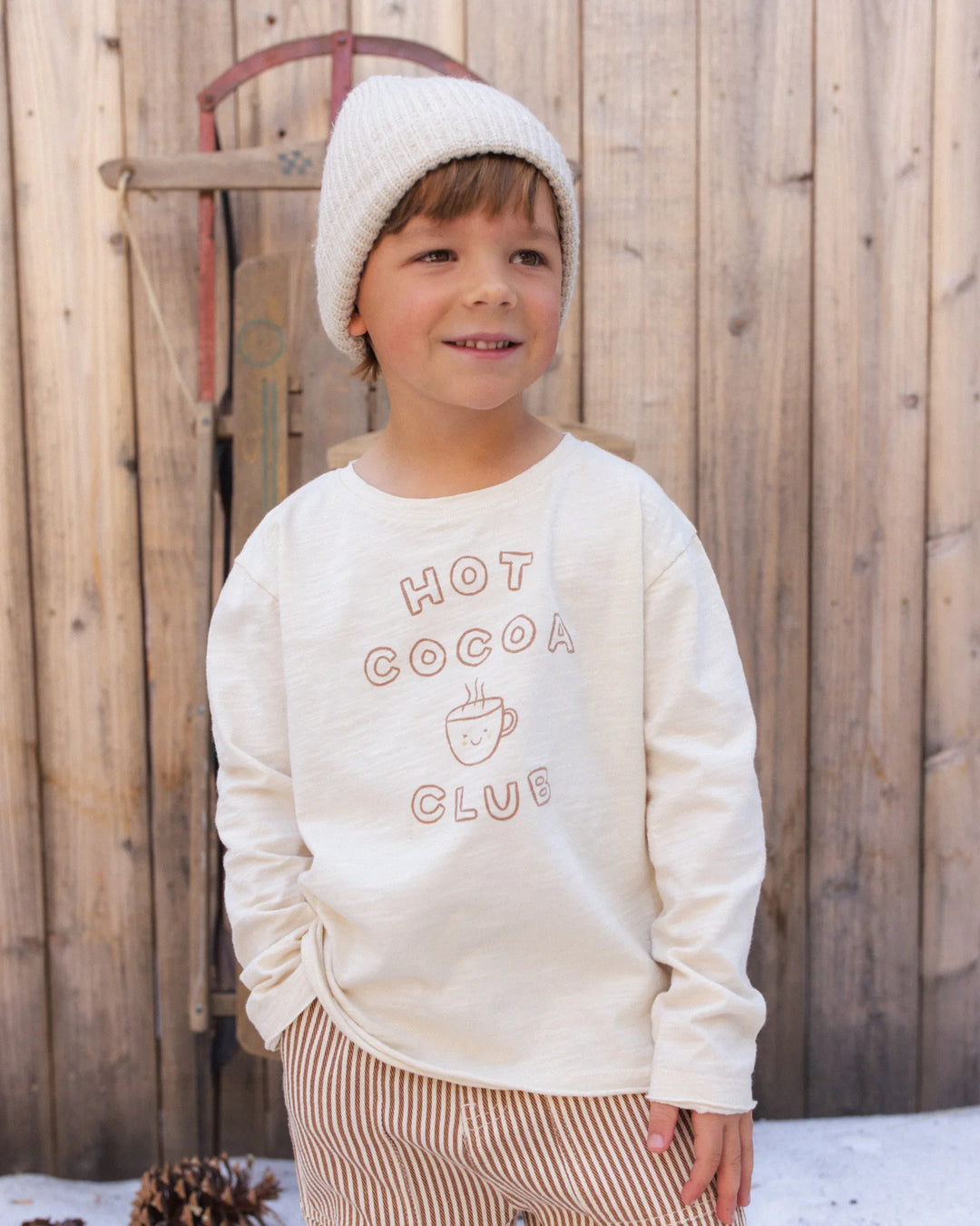 Babesta Raw Edge Long Sleeve Tee Hot Cocoa Club by Rylee + Cru