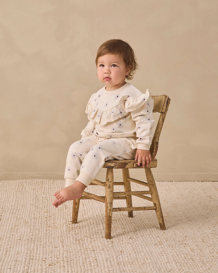 Babesta Relaxed Fleece Sweatpant Blue Daisy by Quincy Mae