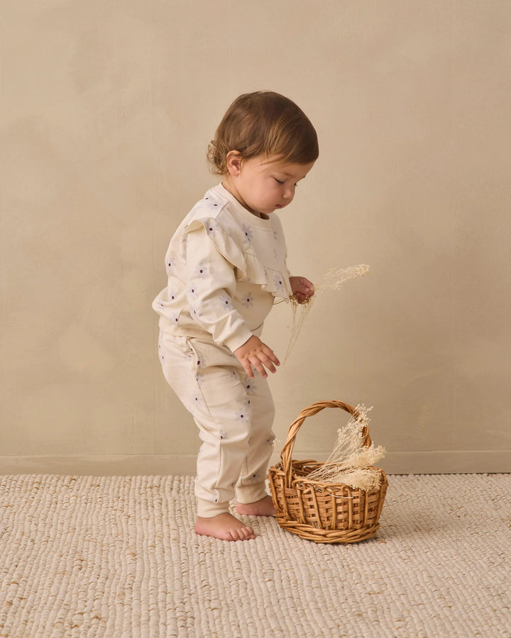 Babesta Relaxed Fleece Sweatpant Blue Daisy by Quincy Mae