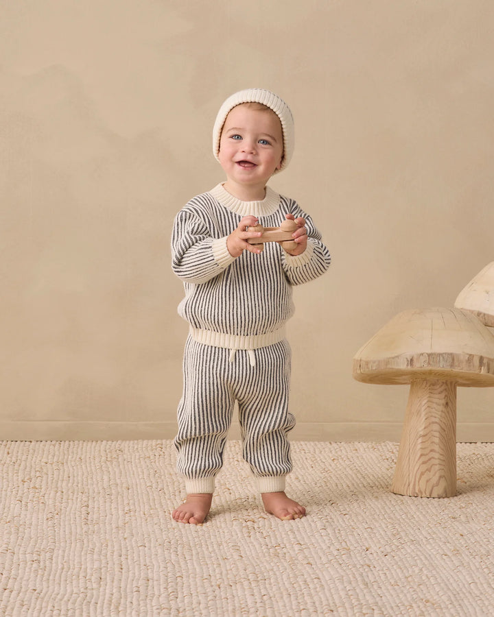 Babesta Relaxed Knit Sweater Midnight Stripe by Quincy Mae