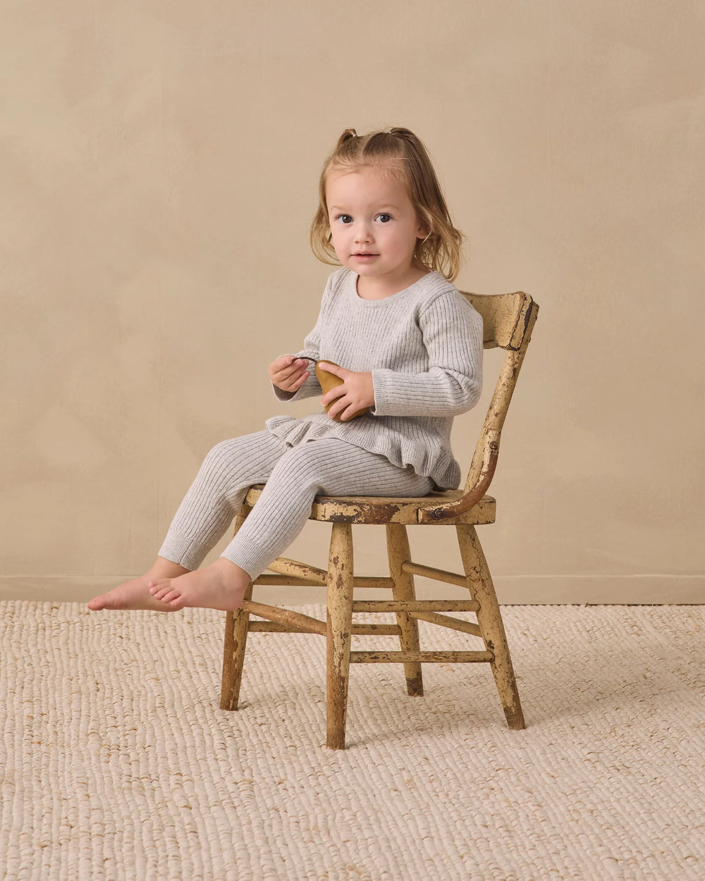Babesta Rib Knit Leggings Heathered Fog by Quincy Mae