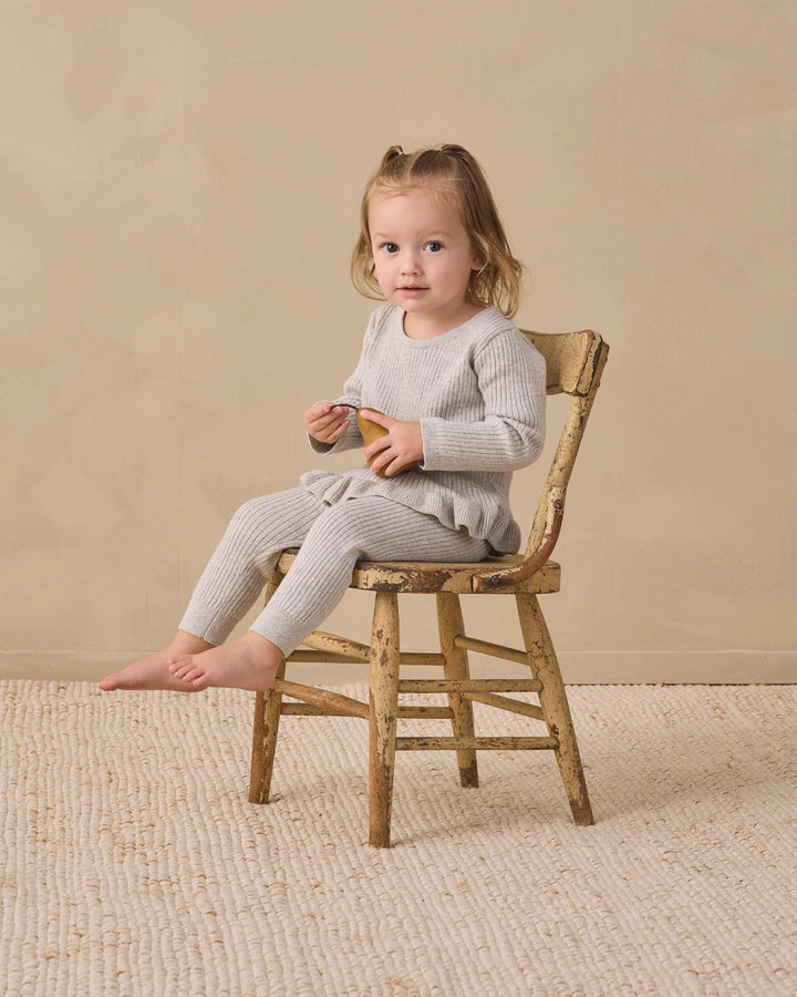 Babesta Rib Knit Leggings Heathered Fog by Quincy Mae