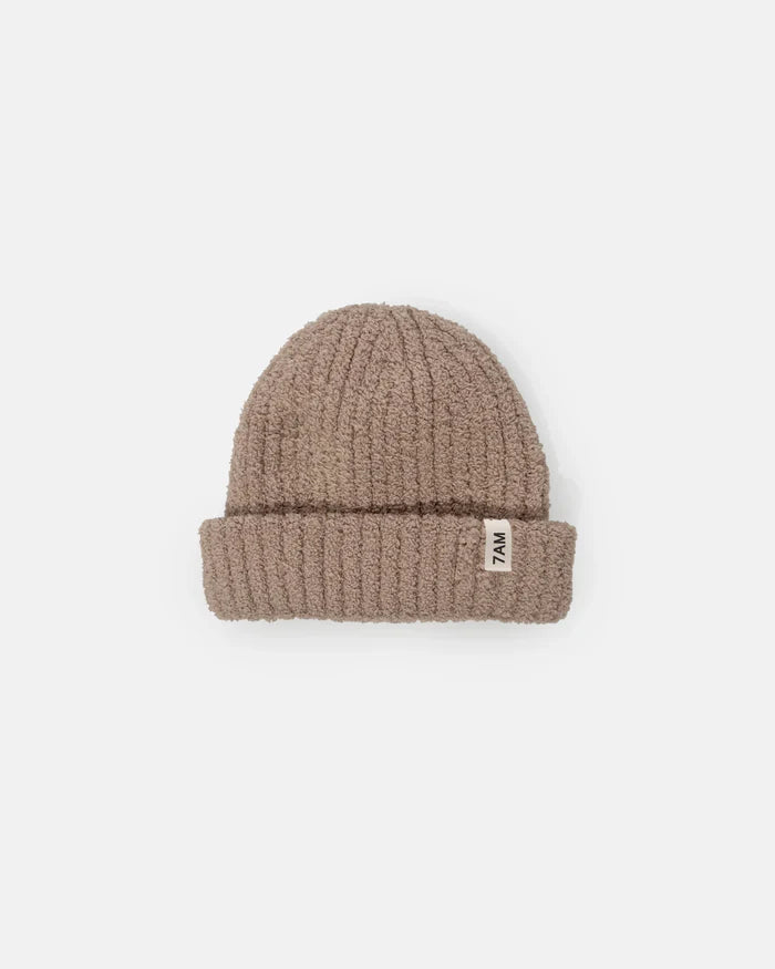 Babesta Ribbed Fuzzy Beanie - Taupe by 7AM Enfant