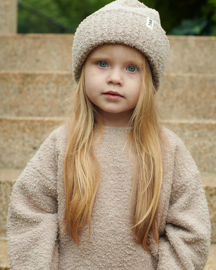 Babesta Ribbed Fuzzy Beanie - Taupe by 7AM Enfant
