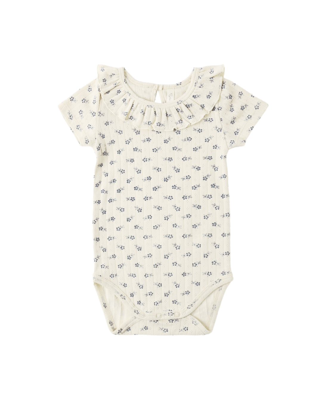 Babesta Ruffle Collar Bodysuit - Blue Ditsy by Rylee and Cru
