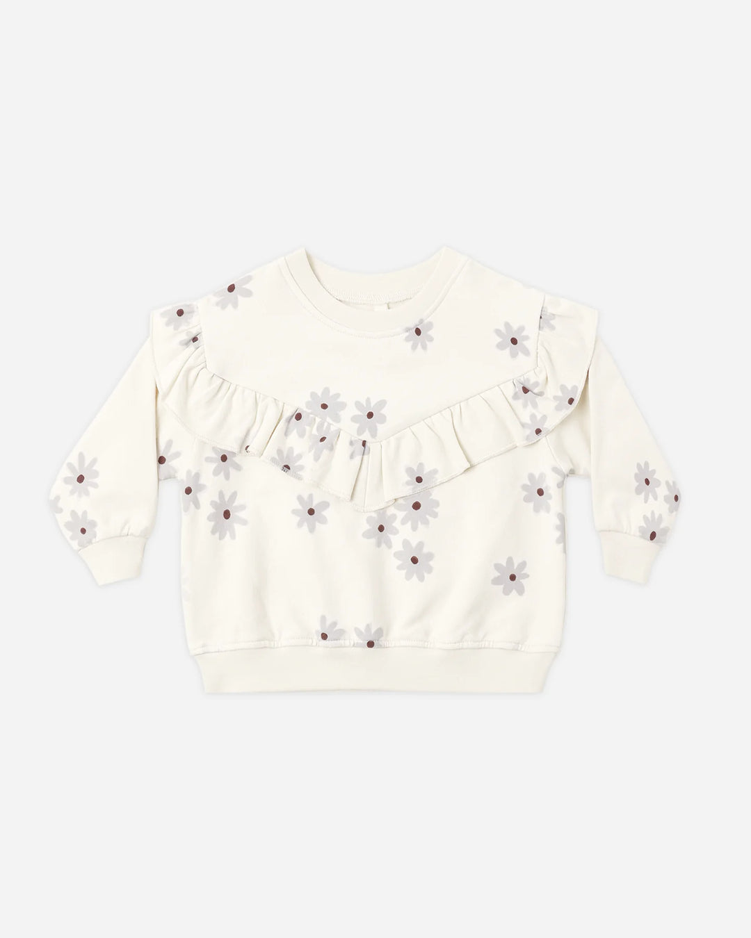 Babesta Ruffle Fleece Sweatshirt Blue Daisy by Quincy Mae 
