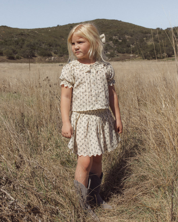 Babesta Smocked V Mini Skirt Vintage Fleur by Rylee + Cru