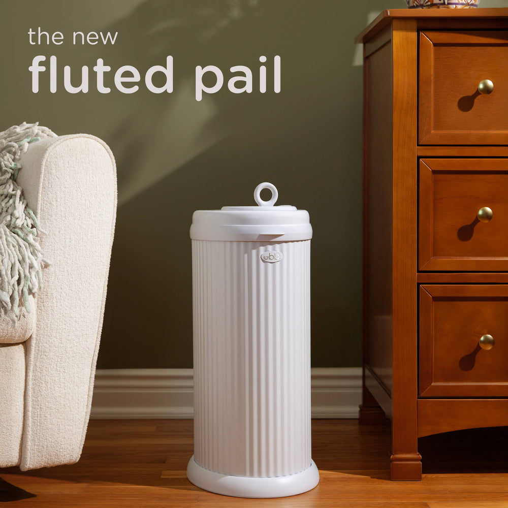Babesta Ubbi Fluted Matte White Diaper Pail