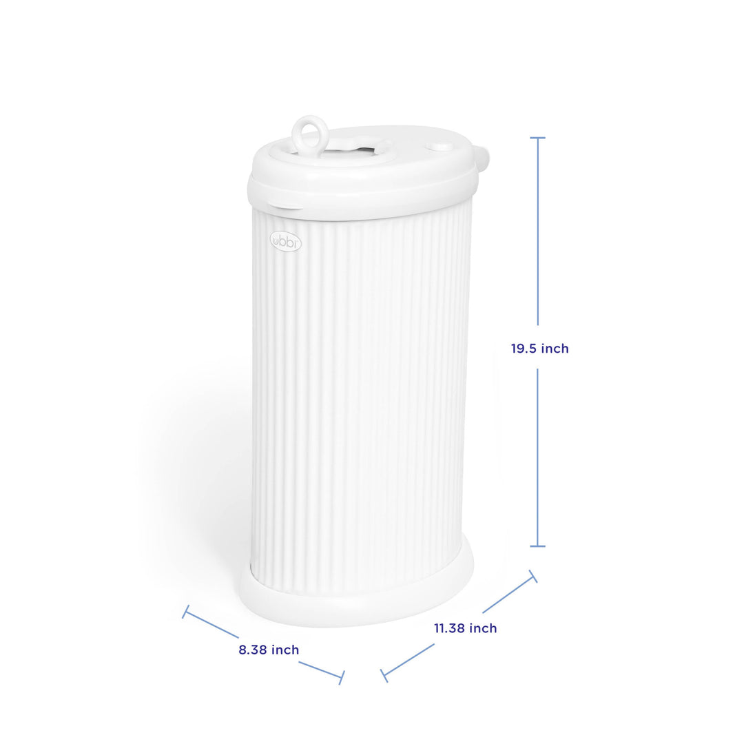 Babesta Ubbi Fluted Matte White Diaper Pail