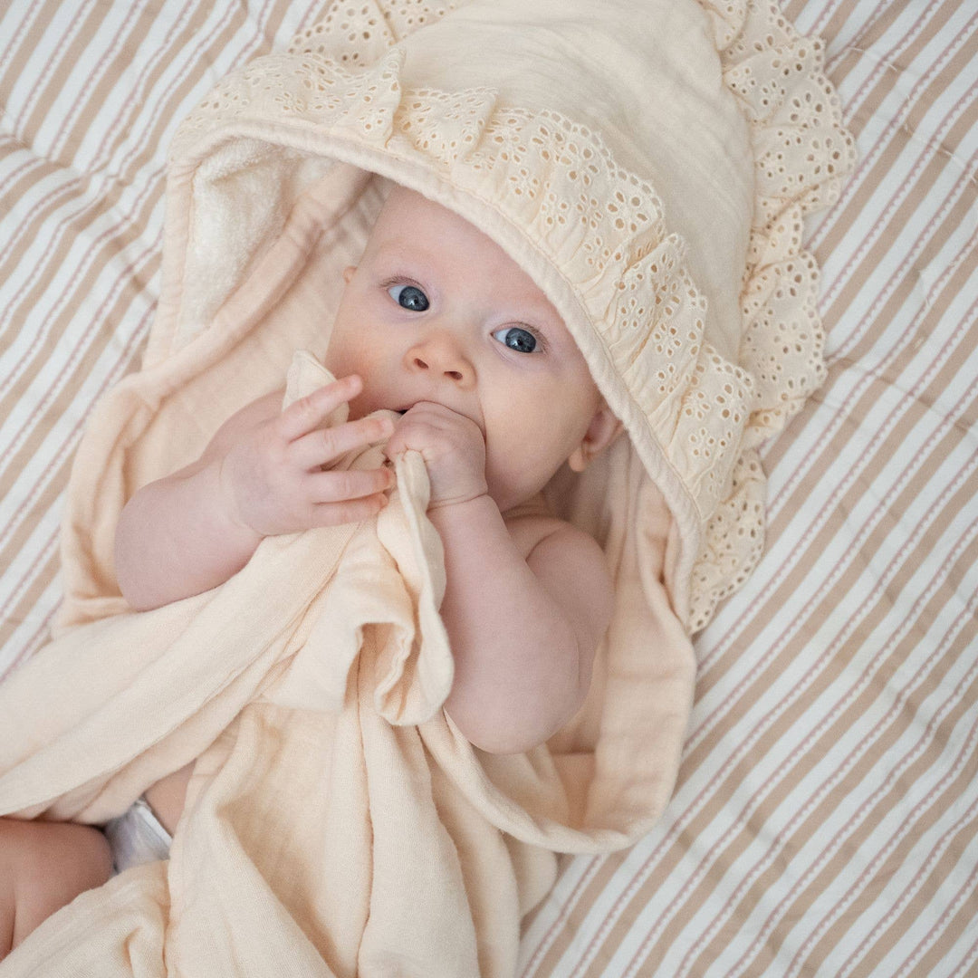 Babesta Violet Ruffle Hooded Baby Bath Towel by Crane Baby
