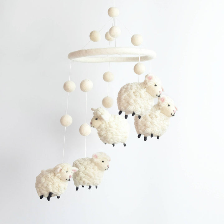 White Sheep Baby Mobile