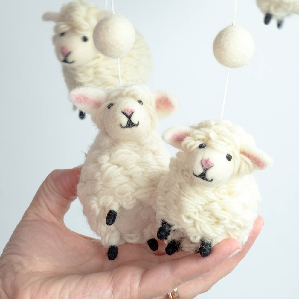 Babesta White Sheep Baby Mobile by The Winding Road 