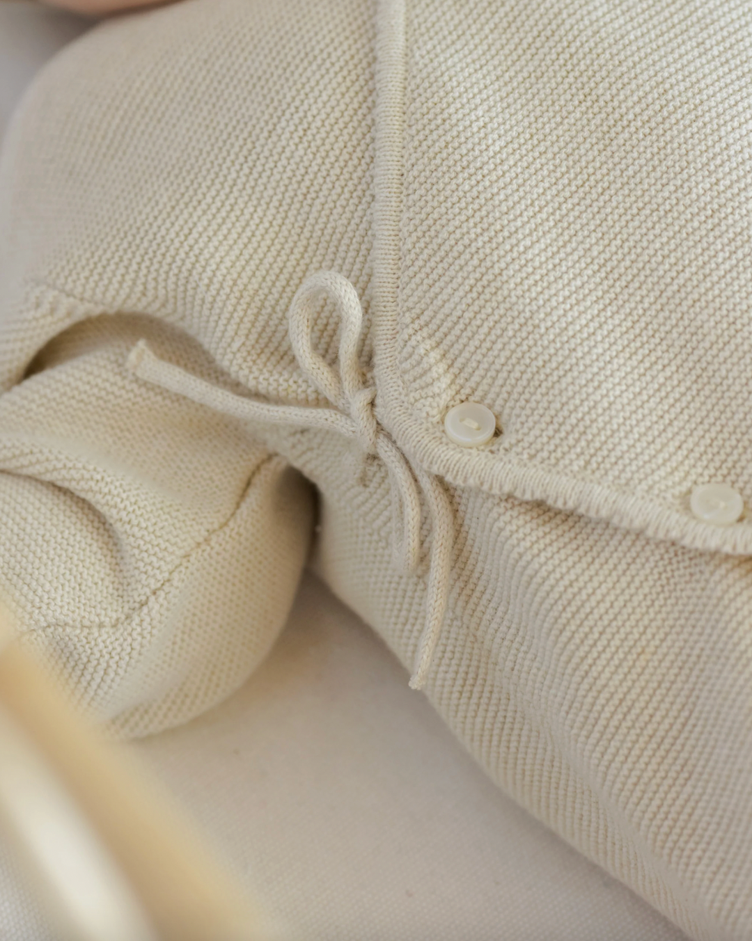 Babesta Wrap Knit Footie - Heathered Natural by Quincy Mae