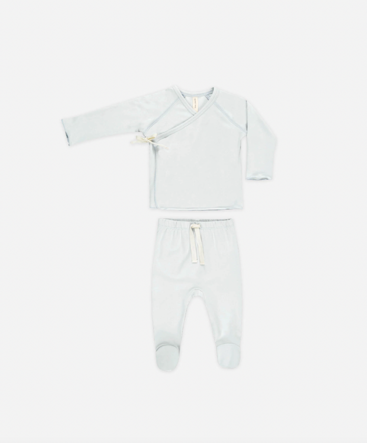 Babesta Wrap Top & Footed Pant Set - Fog by Quincy Mae
