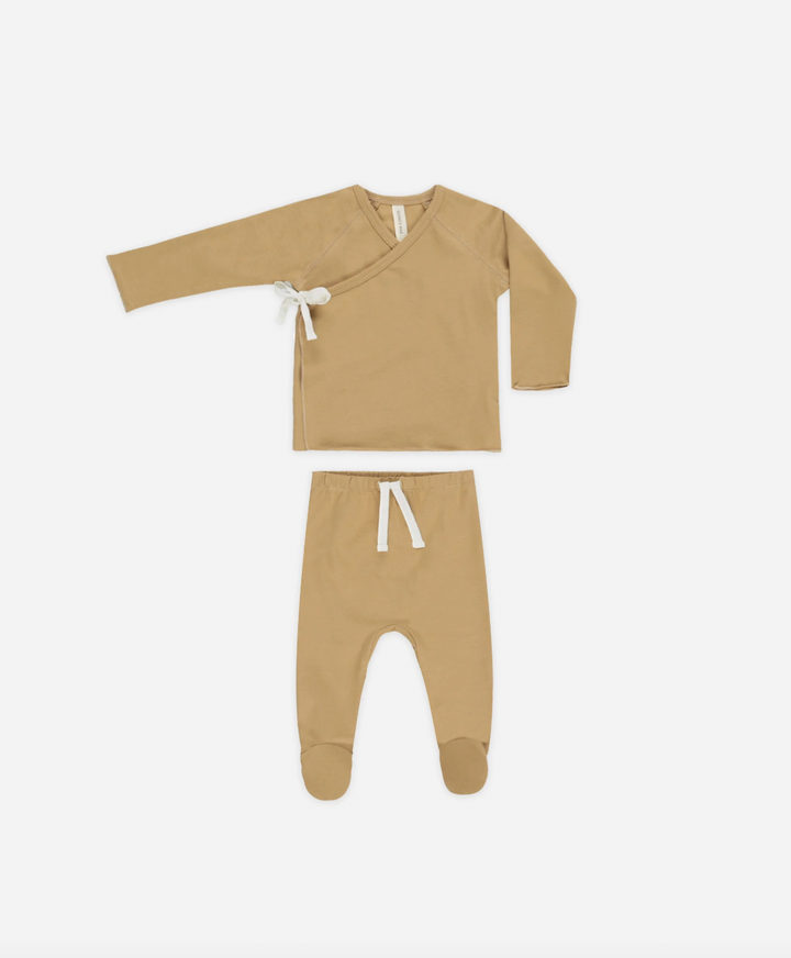 Babesta Wrap Top & Footed Pant Set - Honey by Quincy Mae