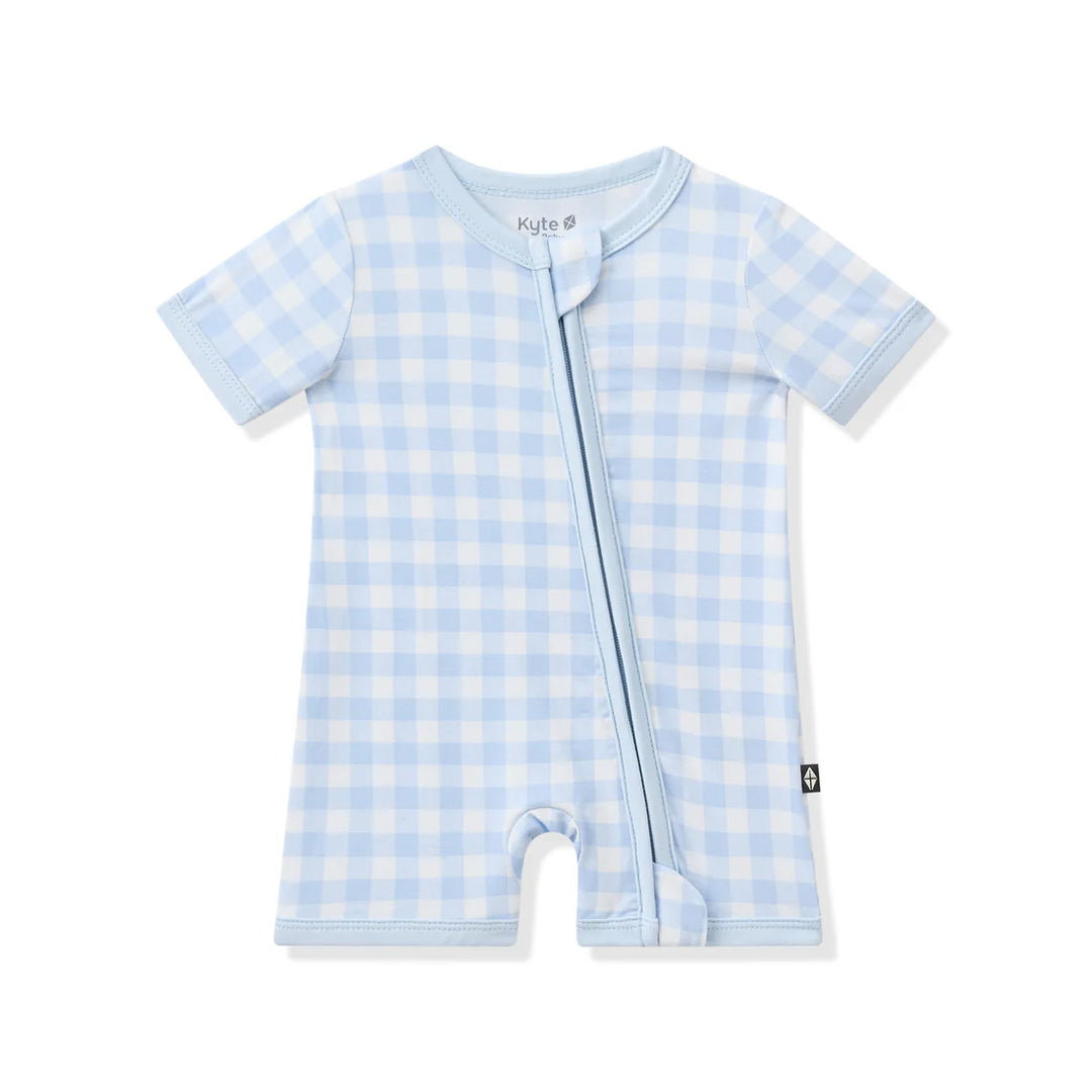 Babesta Zippered Shortall Romper - Gingham Breeze by Kyte Baby
