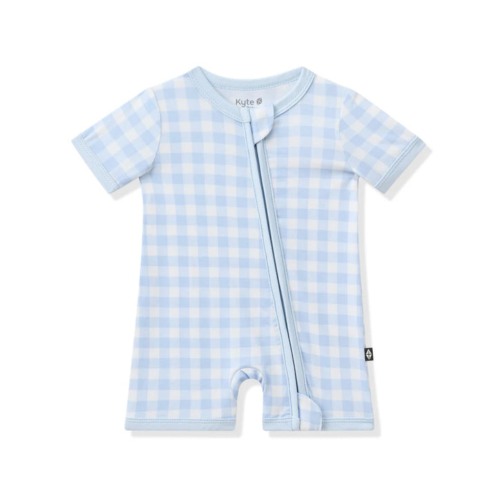 Babesta Zippered Shortall Romper - Gingham Breeze by Kyte Baby