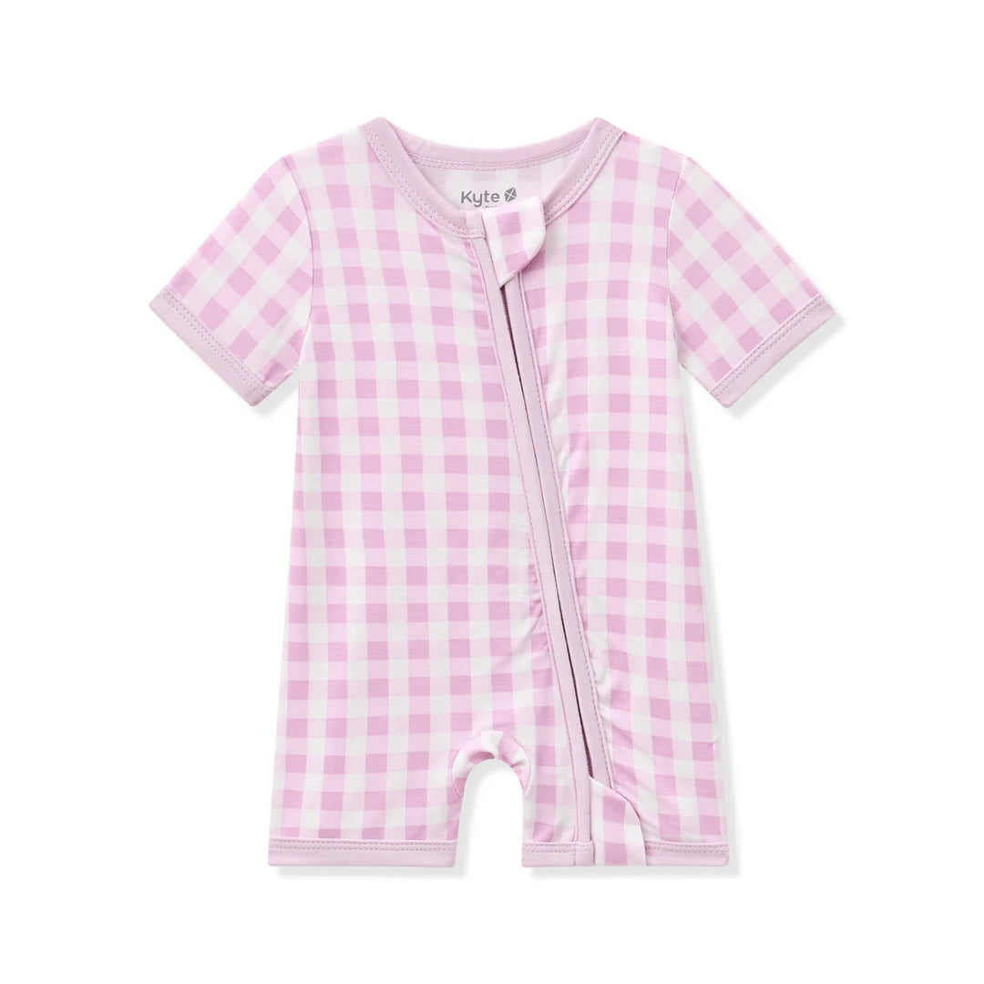 Babesta Zippered Shortall Romper - Gingham Thistle by Kyte Baby