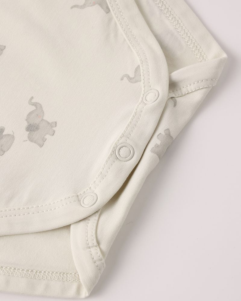 Bamboo Short Sleeve Bodysuit Elephants by Quincy Mae2