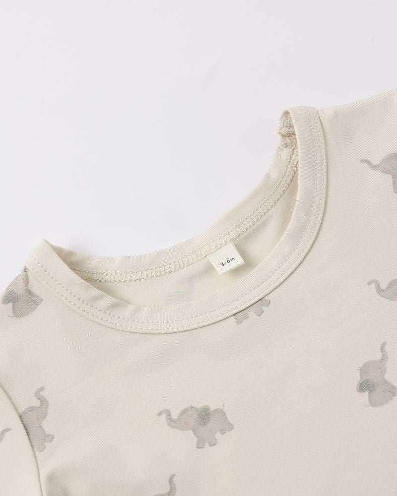 Bamboo Short Sleeve Bodysuit Elephants by Quincy Mae2