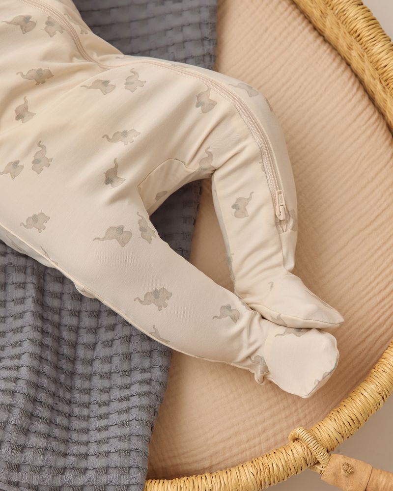 Bamboo Zip Footie Elephants by Quincy Mae