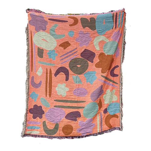 Blue Play Shapes Woven Throw Blanket by Lady Thom