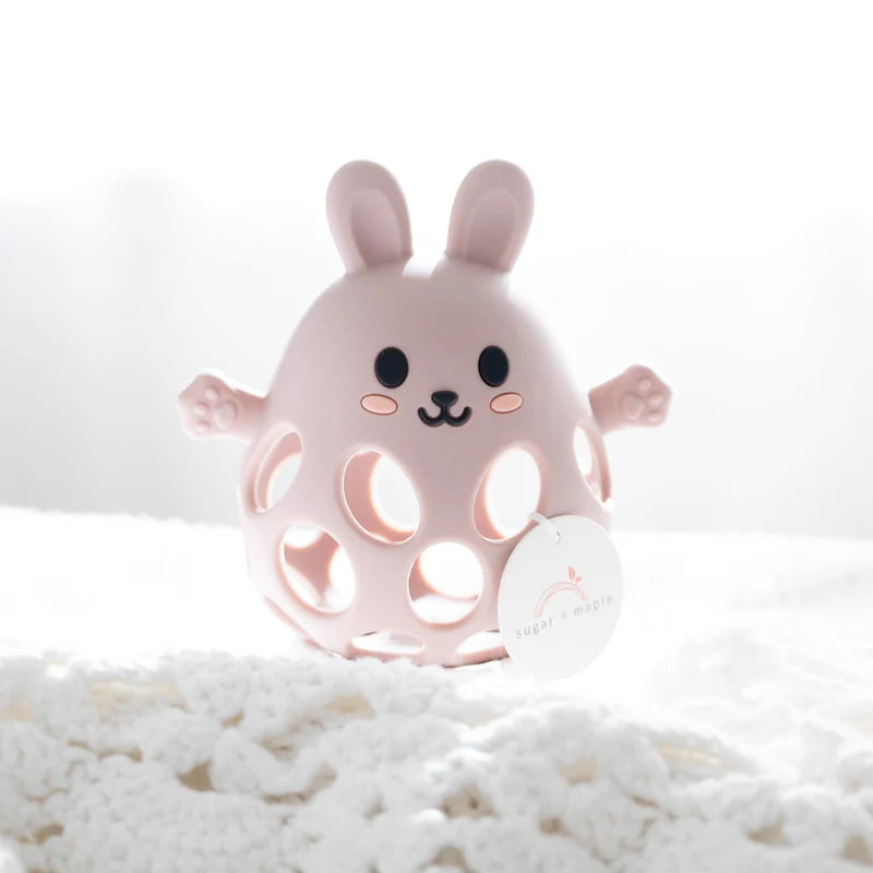 Blush Bunny Ball Teether by Sugar + Maple
