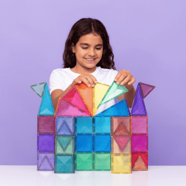 CONNETIX Magnetic Tiles Glitter Castle Pack, 48 Pieces