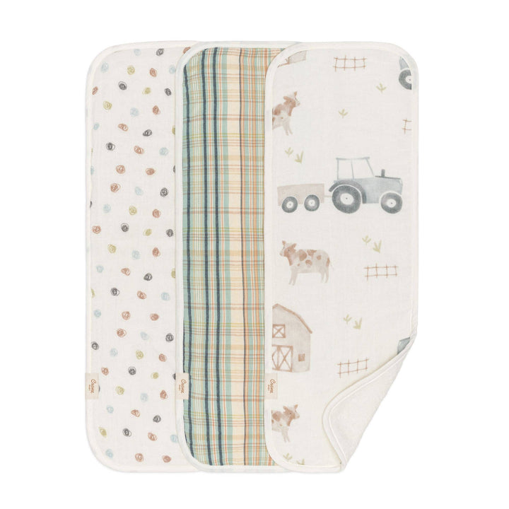 Charlie 3-pc. Farmhouse Tractor Burp Cloth Set