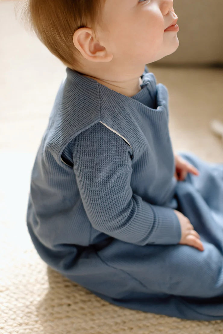 Denim Blue Waffle Sleeping Bag by Loulou Lollipop