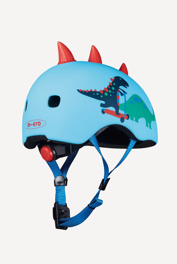 Children's helmet with dinosaur design on a white background