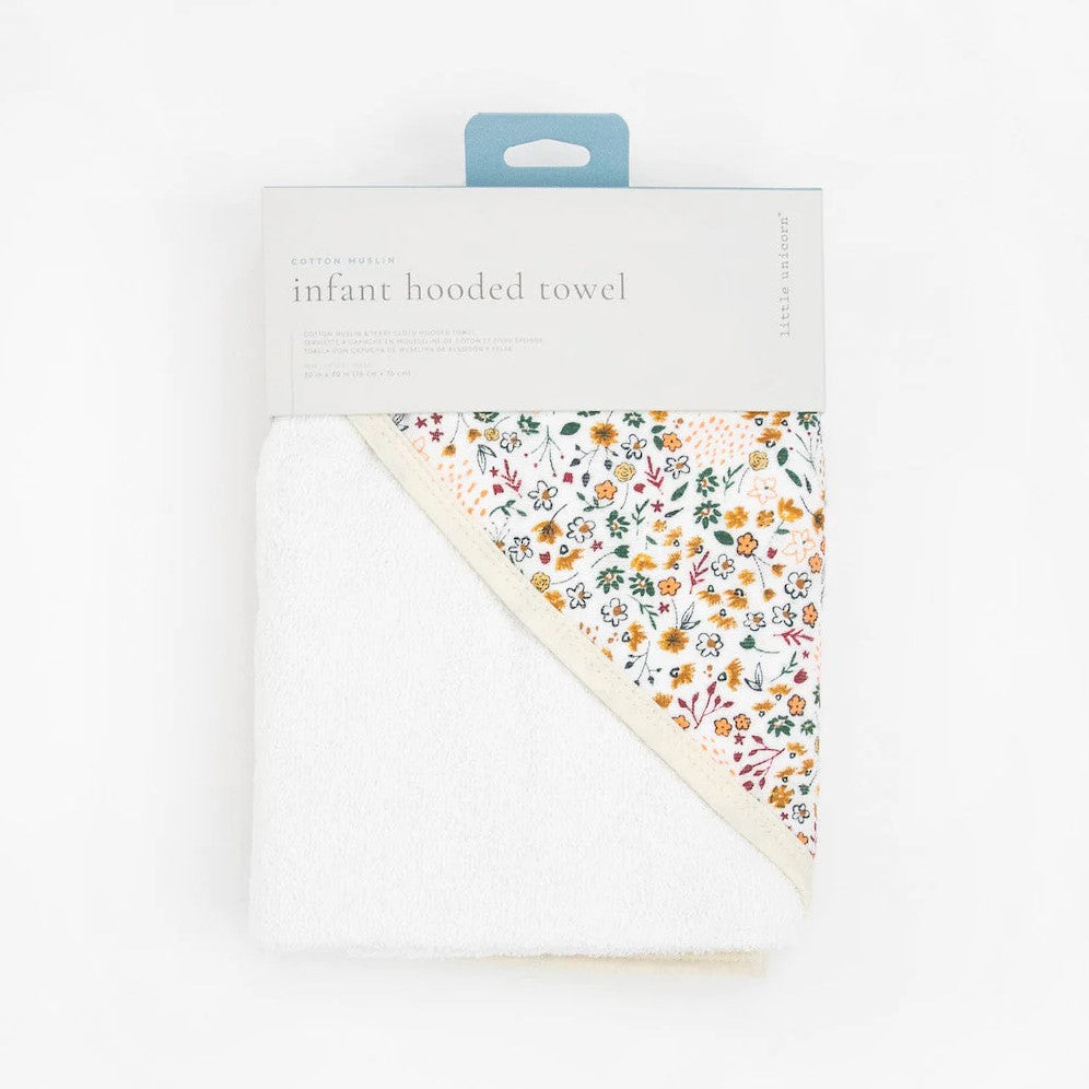 Pressed Petals Infant Hooded Towel by Little Unicorn