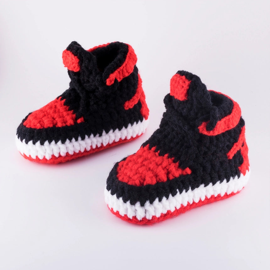 J-1 Crochet Baby Shoes Red