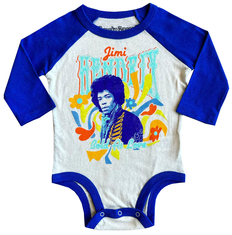 Jimi Hendrix Raglan Snaptee by Rowdy Sprout