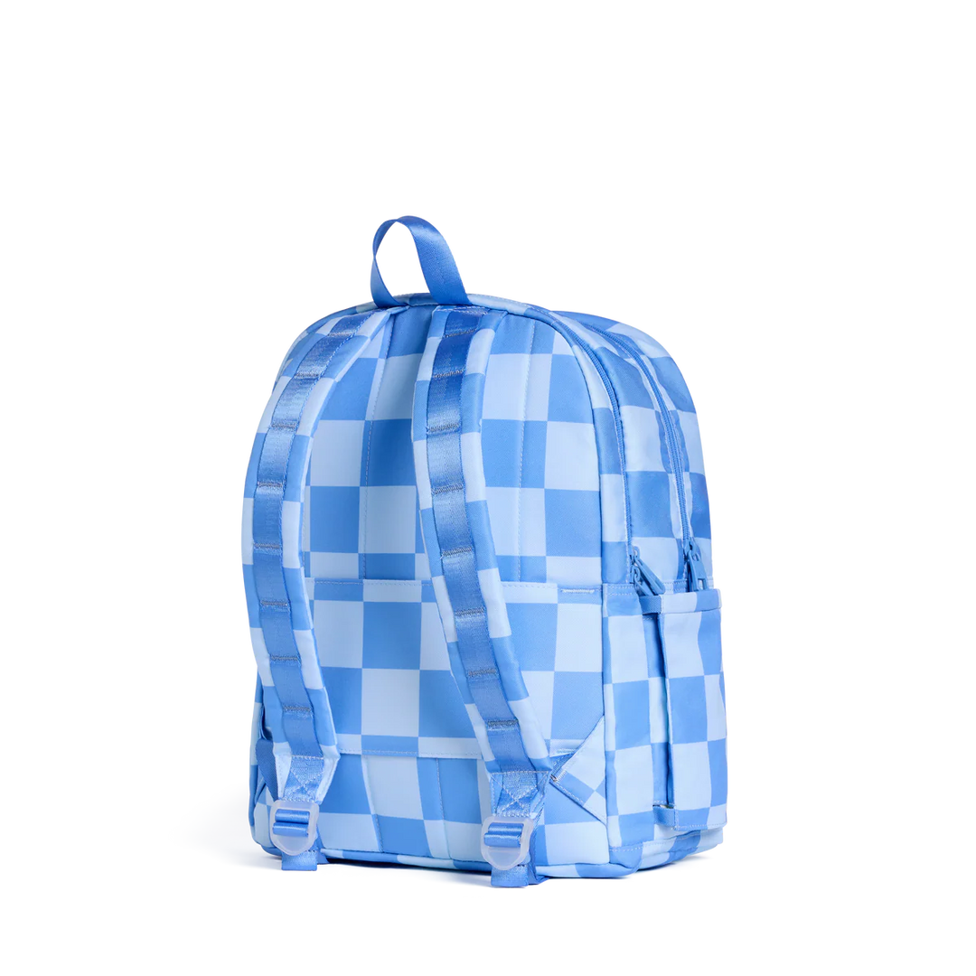 Kane Kids Double Pocket Charms Blue Check Backpack by State Bags