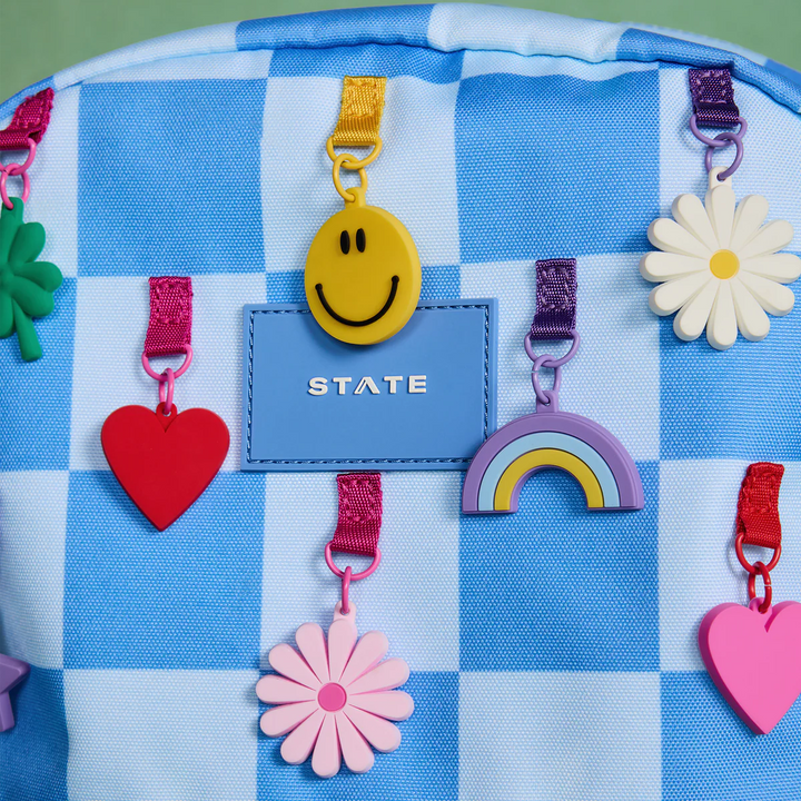 Kane Kids Double Pocket Charms Blue Check Backpack by State Bags