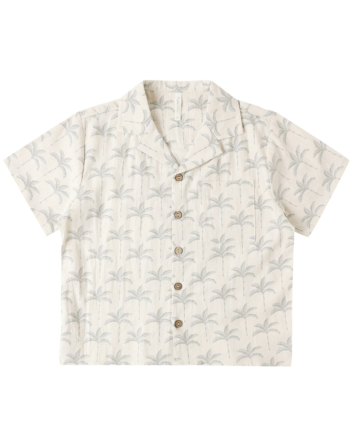 Lapel Collar Shirt - Palm Trees