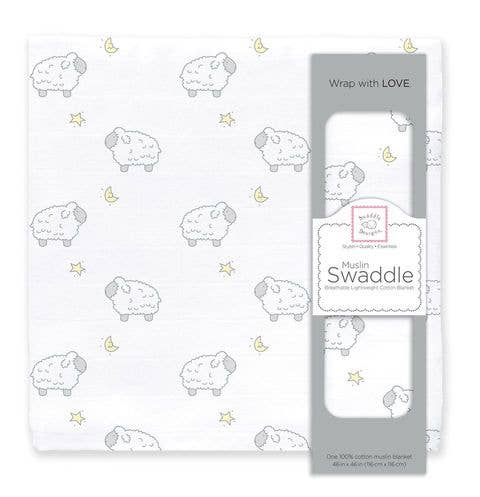 Little Lambs Muslin Swaddle Blanket