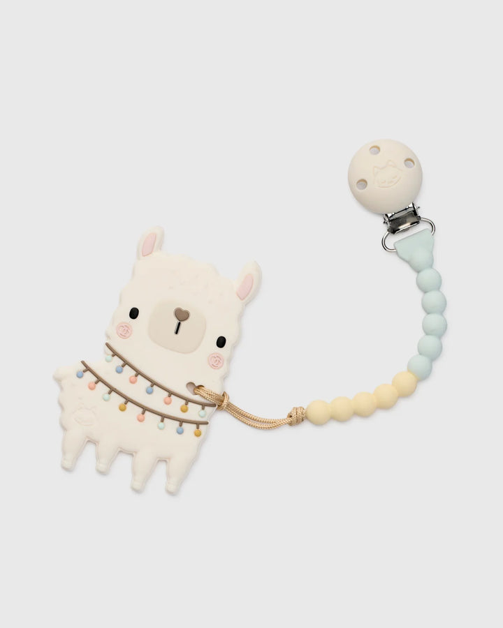 Llama Pacifier Clip Teether by Loulou Lollipop
