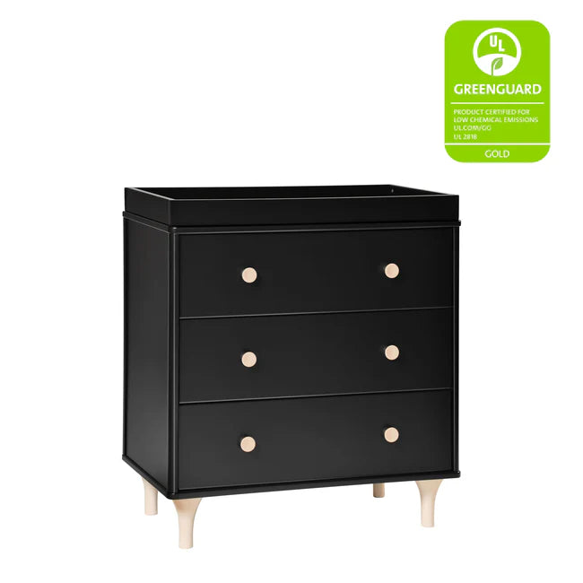 Babyletto Lolly 3-Drawer Changer Dresser with Removable Changing Tray Black / Washed Natural